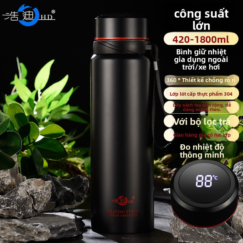 Bình giữ nhiệt thông minh công suất lớn 304 thép không gỉ kinh doanh giữ nhiệt cốc treo cốc trà đơn giản di đ