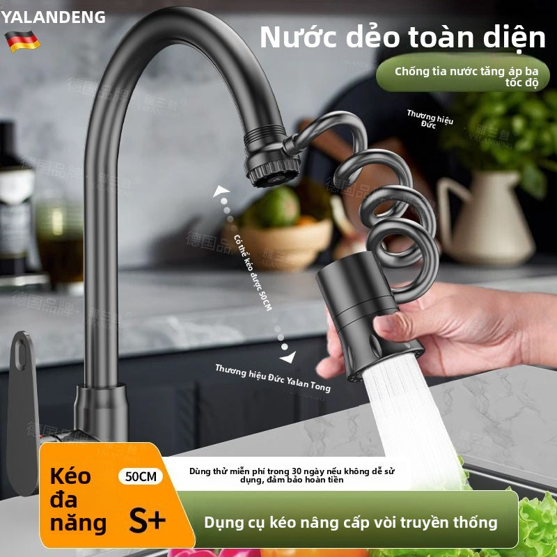 Bộ mở rộng vòi nước nhà bếp Yalanden có thể thu vào kéo bên ngoài mở rộng mở rộng khớp nối vạn năng
