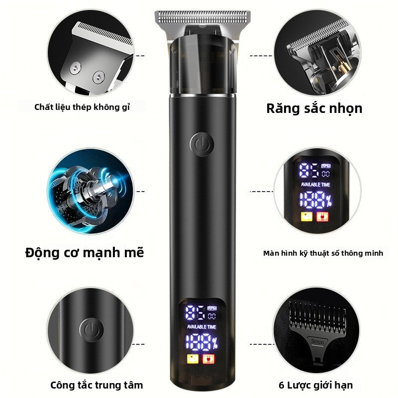 Máy cắt tóc làm tóc điện đẩy đầu dầu điện đẩy đầu dầu cắt khắc đầu hói cắt tóc đẩy