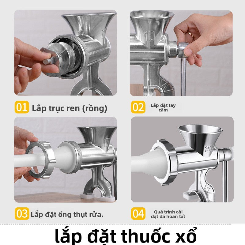 Máy xay thịt gia dụng Đầu dao thép vonfram Máy hút ruột lắc tay Máy nghiền nghiền ớt Máy hút xúc xích