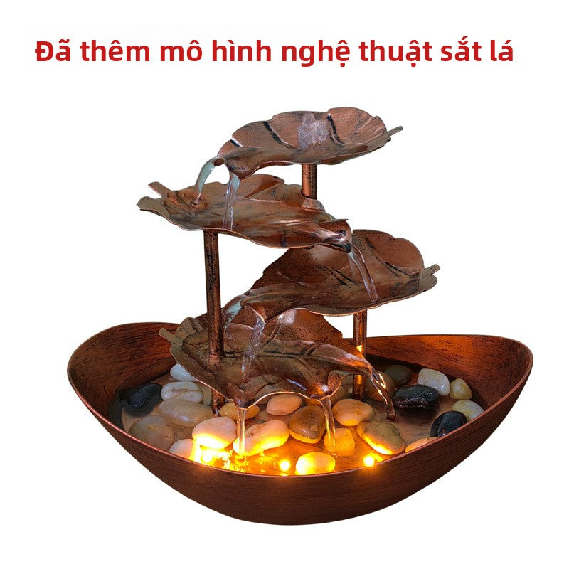 thác nước để bàn  lá sen thỏi nước chảy đài phun nước trang trí phòng khách màn hình hiên tra