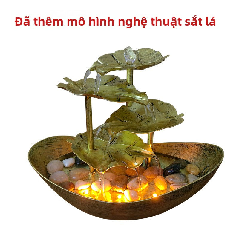 thác nước để bàn  lá sen thỏi nước chảy đài phun nước trang trí phòng khách màn hình hiên tra