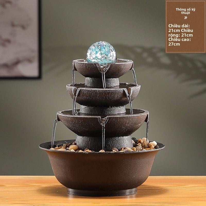 Thác nước thần tài phong thủy cầu chiêu tài phong thủy bánh xe tuần hoàn nước mở cửa
