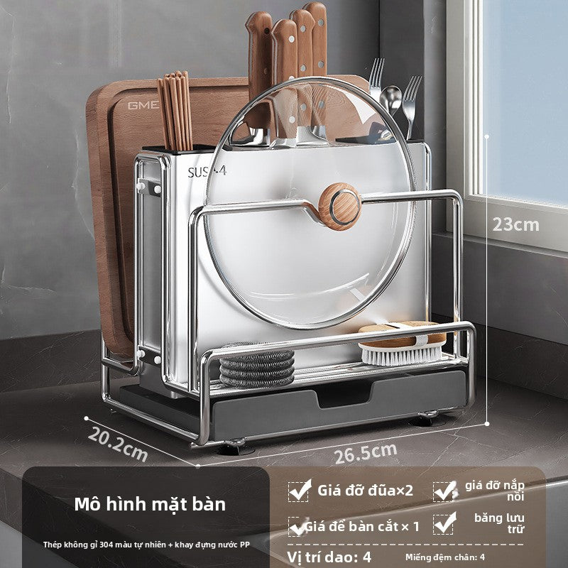 giá đỡ dao nhà bếp 304 thép không gỉ  giá đỡ dao đa chức năng giá đỡ đĩa một trong một lồng đũa lưu t