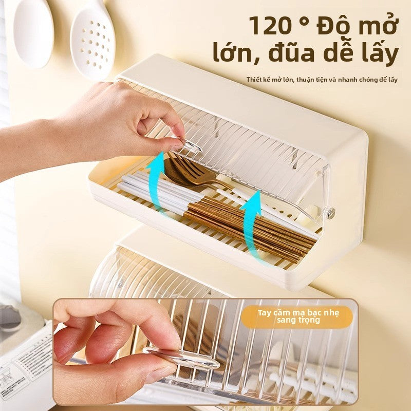 Đũa để nước hộp lưu trữ nhà bếp gia đình nhẹ sang trọng có nắp chống bụi