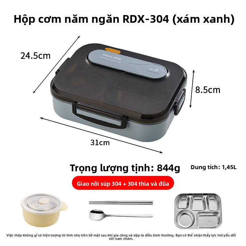 Hộp cơm bằng thép không gỉ 316 Hộp cơm giữ nhiệt 304 Hộp cơm đa lưới di động cho nhân viên văn phòng