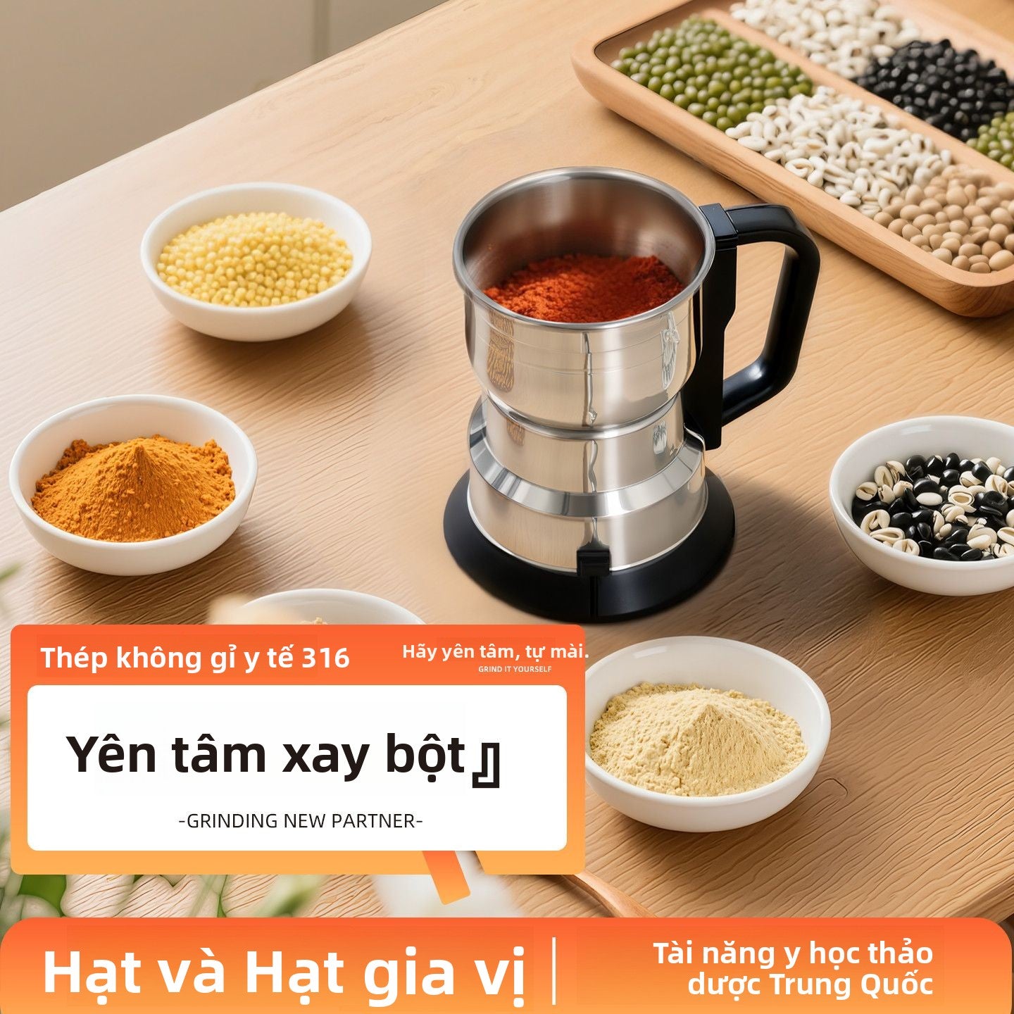 Máy nghiền gia đình Shuanghang 316 Máy nghiền thuốc Trung Quốc nhỏ để nghiền ngũ cốc siêu mịn