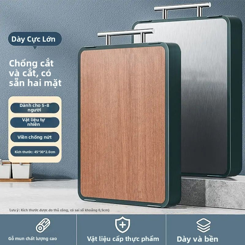 Thớt Gỗ đàn hương đen thép không gỉ hai mặt thớt chống vi khuẩn chống nấm mốc nhà bếp gia đình thớt dày l