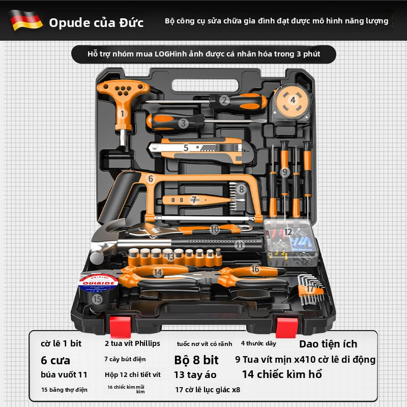 Bộ hộp dụng cụ phần cứng thủ công đa chức năng cho gia đình Olaide của Đức Bộ kết hợp công cụ sửa ch