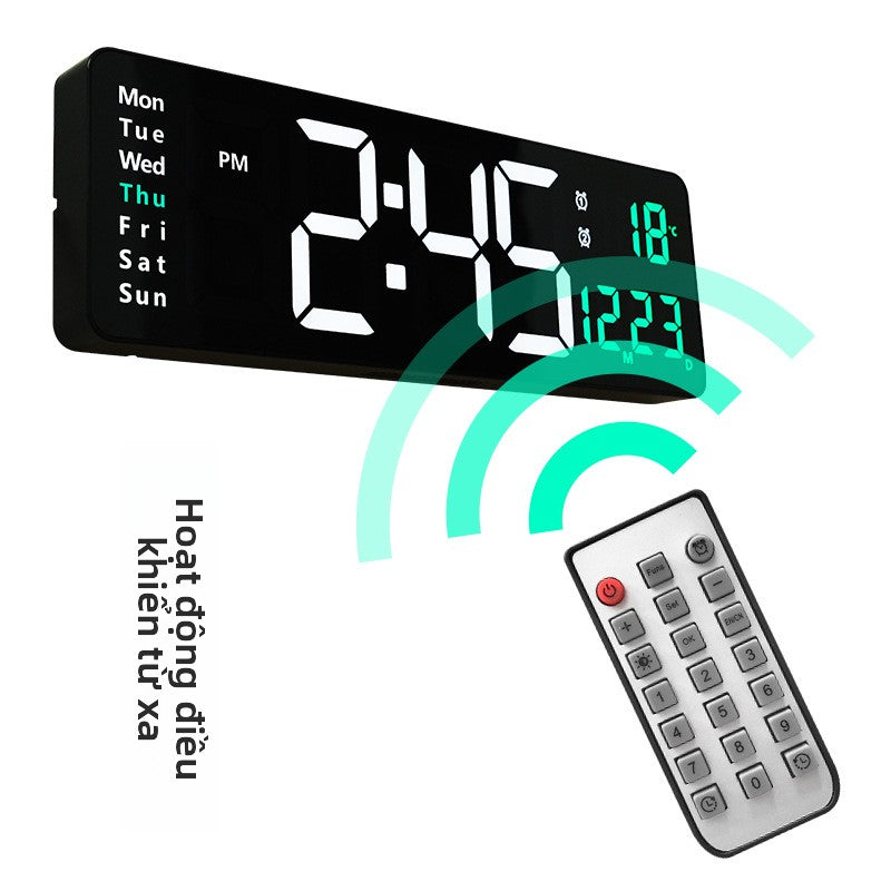 Đồng hồ điện tử màn hình lớn 16 inch hiển thị đồng hồ kỹ thuật số Bắc Âu đồng hồ đơn giản đồng hồ treo tườ