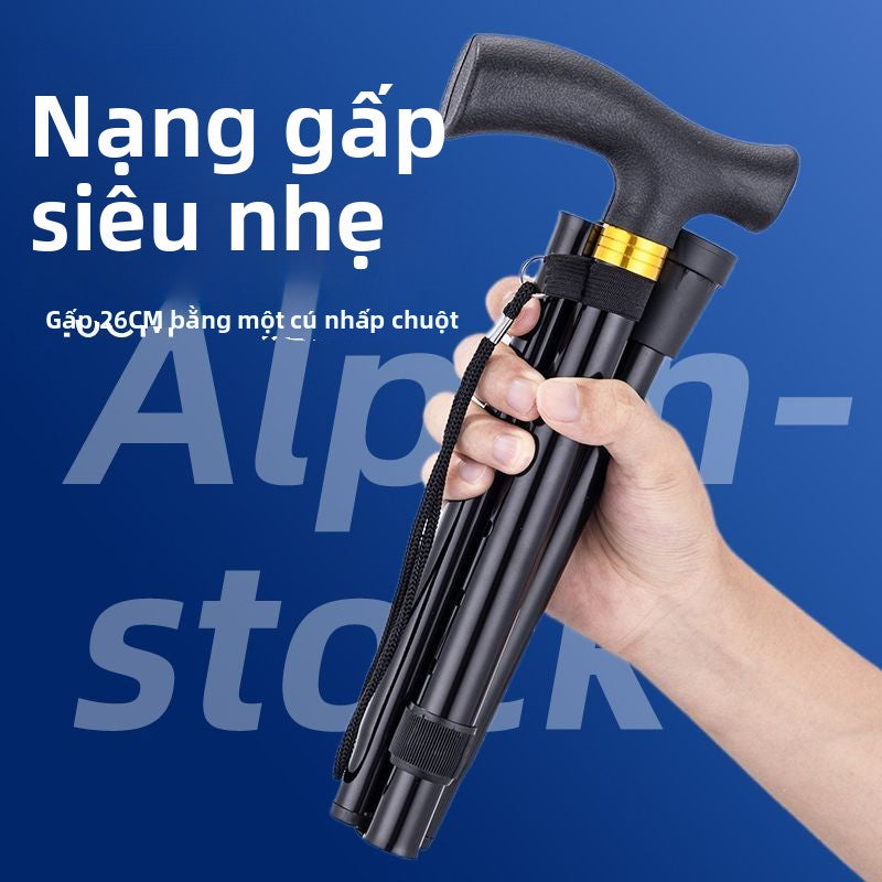[Mẫu mới] Cây gậy leo núi có thể gập lại mang theo cây gậy leo núi ngoài trời của người già siêu nhẹ