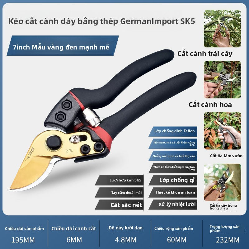 Kéo cắt cành Đức nhập khẩu SK5 mạnh mẽ làm vườn cắt thép không gỉ tiết kiệm lao động cắt tỉa cành cây ăn quả cành