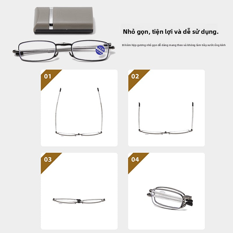 [3133 người bộ sưu tập] Cao cấp gấp di động chống ánh sáng xanh siêu nhẹ lão hoa kính mắt hợp kim ch