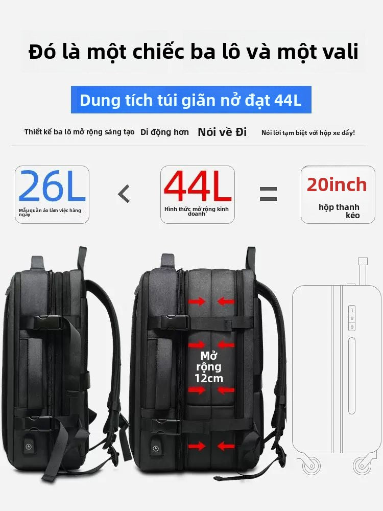 Túi hai vai công suất lớn Augtarlion có thể mở rộng ba lô lên máy bay tú