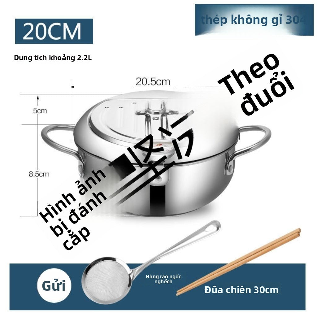 Nồi chiên 304 thép không gỉ Tempura nồi chiên gia đình nồi chiên nhỏ kiểm soát nhiệt độ lò điện từ nồi khô
