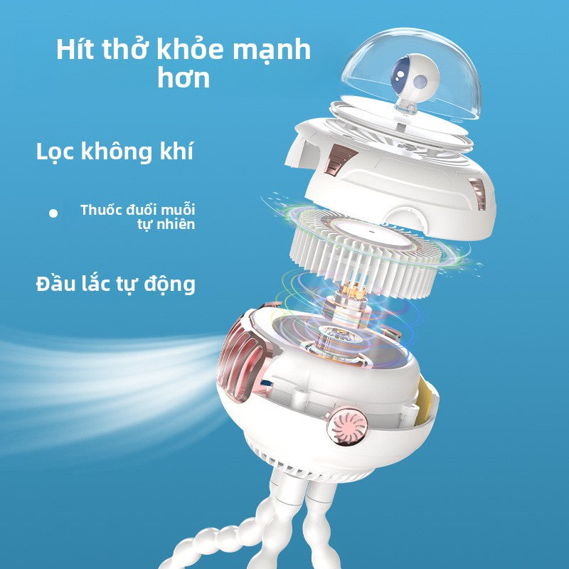 Sản phẩm mới máy tính để bàn USB quạt máy tính để bàn xe đẩy lắc đầu di động bạch tuộc sạc quạt cầm