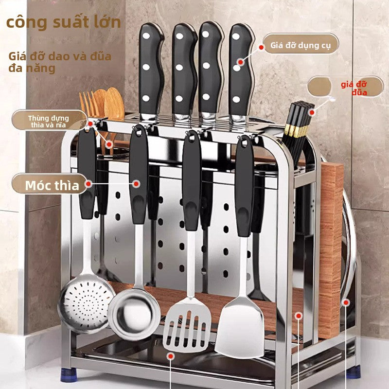 Giá đỡ dao bằng thép không gỉ giá đỡ bếp giá đỡ dao đa chức năng giá đỡ dao làm bếp đũa hộp thớt dao