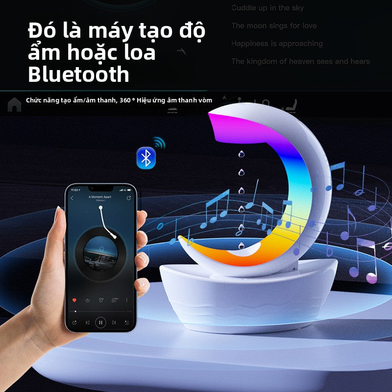 Máy tạo độ ẩm loa Bluetooth chống trọng lực mới của tàu mặt trăng, đèn bầu không khí bảy màu, lượng