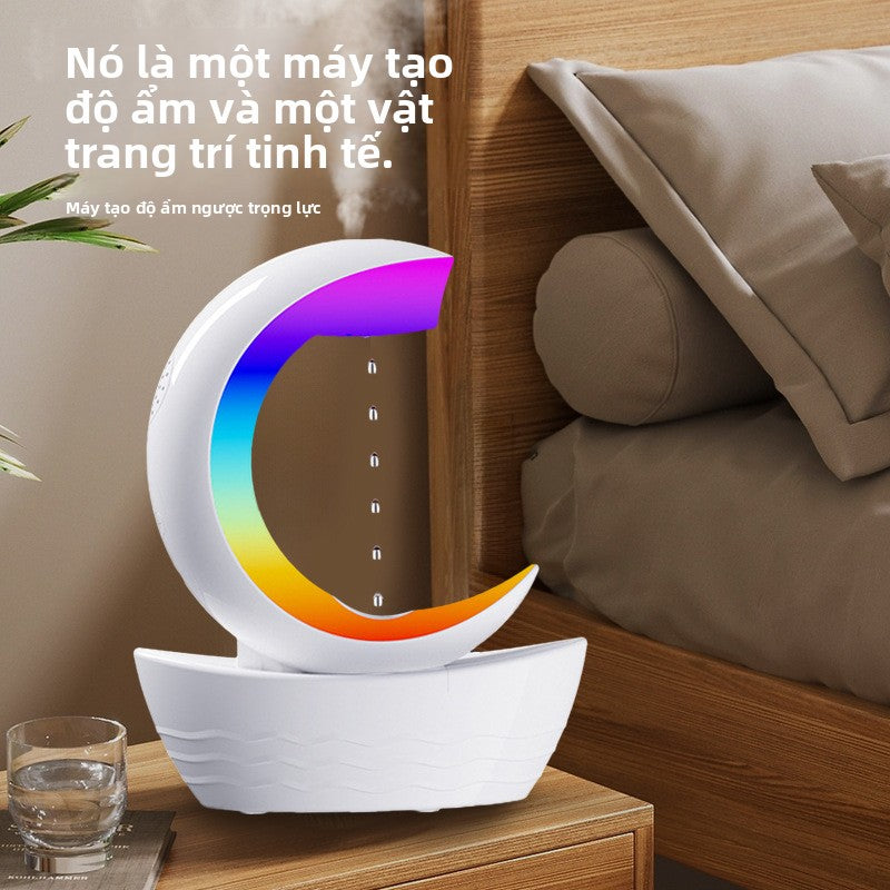 Máy tạo độ ẩm loa Bluetooth chống trọng lực mới của tàu mặt trăng, đèn bầu không khí bảy màu, lượng