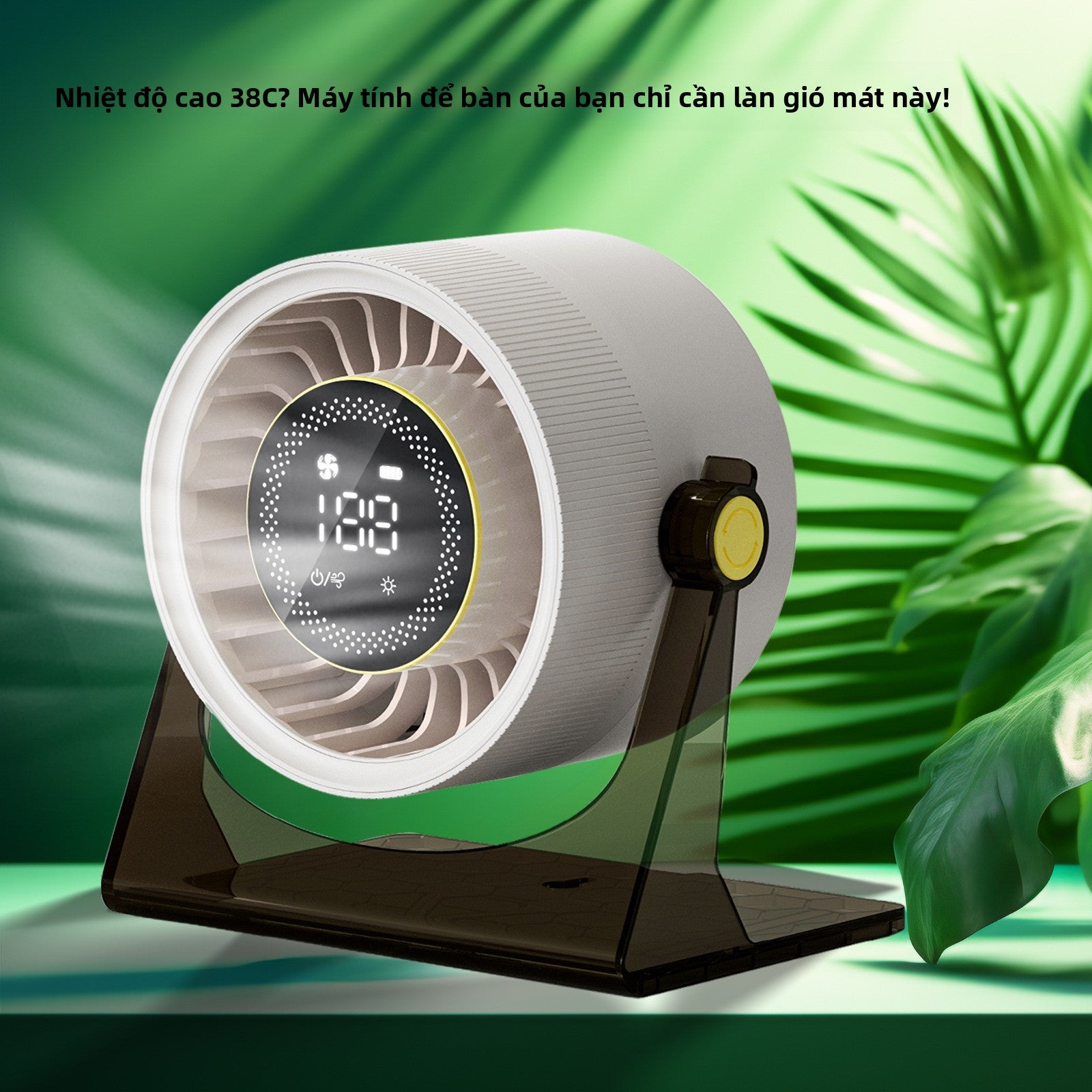 quạt treo tường usb sạc kỹ thuật số hiển thị chu kỳ quạt văn phòng gia đình tốc độ cao