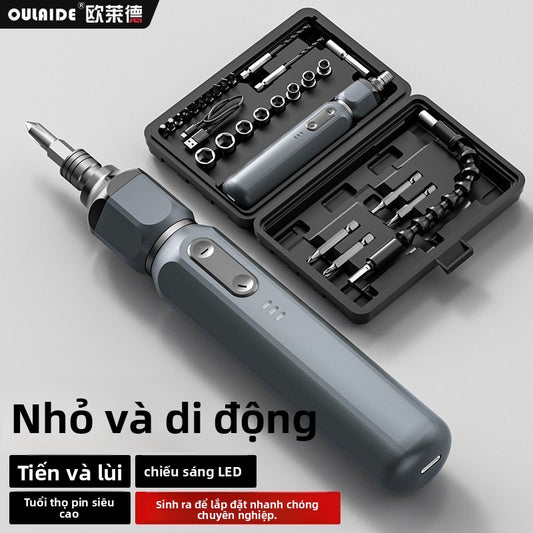 Máy tuốc nơ vít điện cao cấp đa chức năng gia đình Olead đầy đủ bộ pin lithium cao cấp tự tích hợp ố