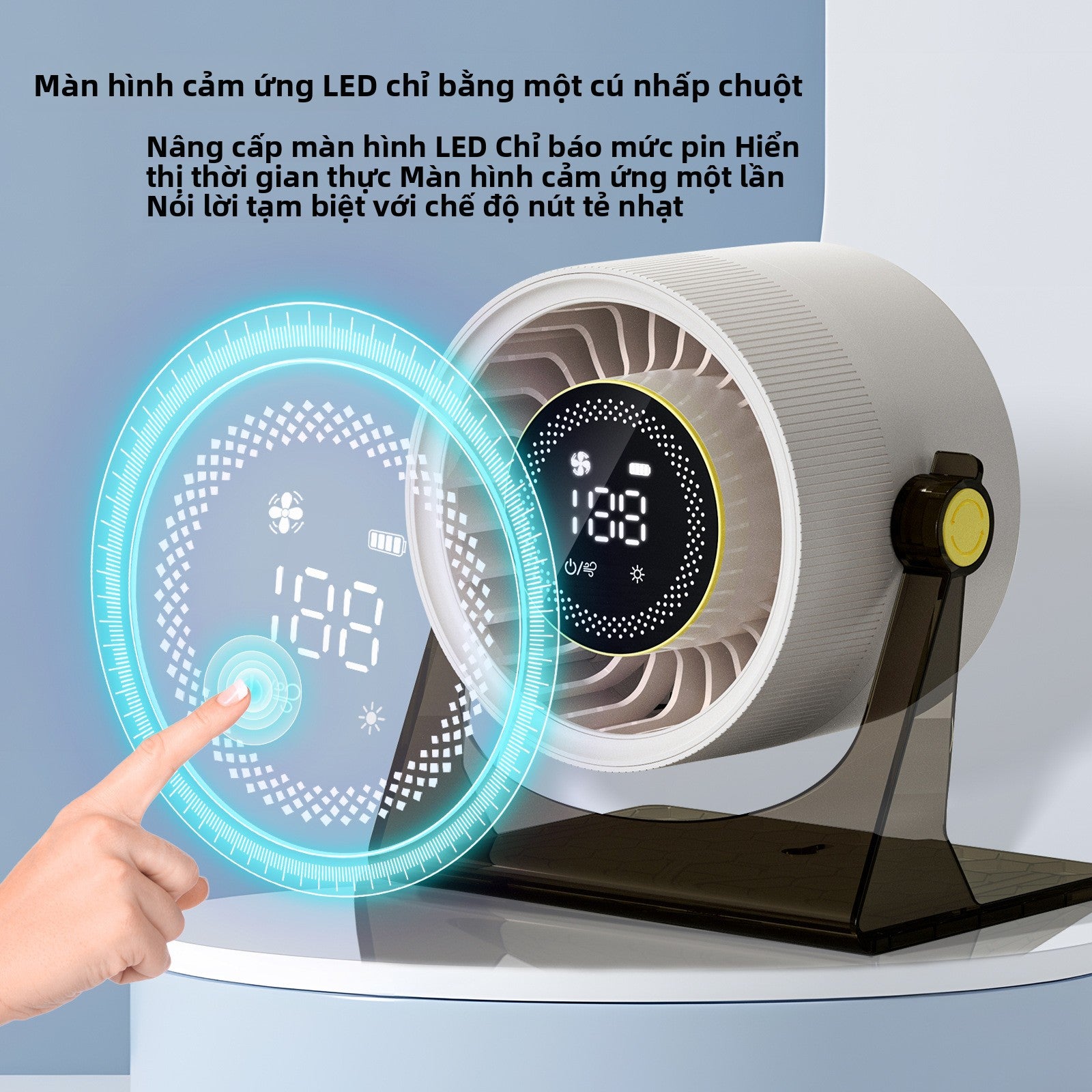 quạt treo tường usb sạc kỹ thuật số hiển thị chu kỳ quạt văn phòng gia đình tốc độ cao