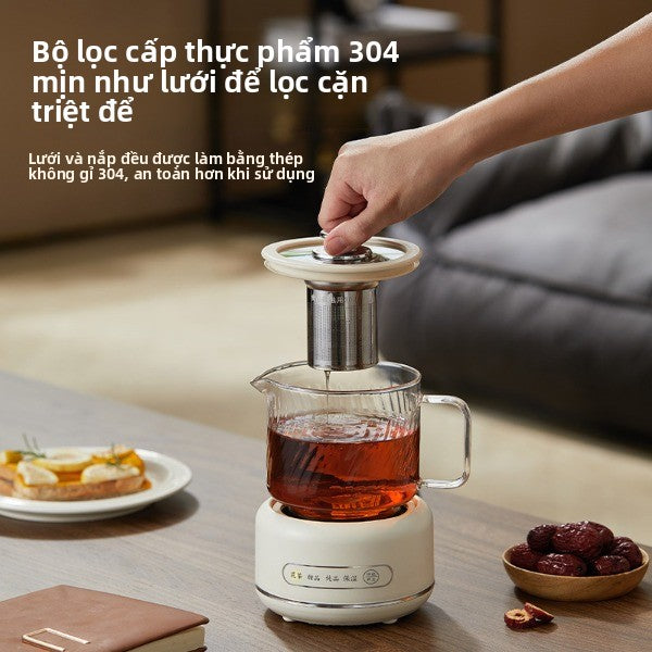 Nồi hầm một ấm nhiệt độ không đổi nhỏ văn phòng thủy tinh đun nước đa chức