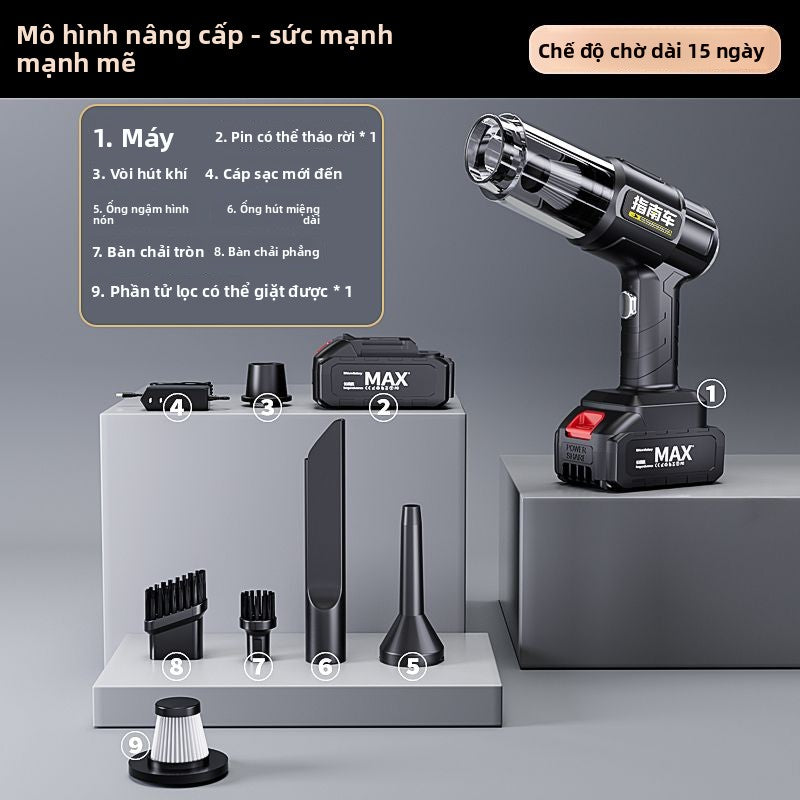 Xe máy hút bụi xe sạc không dây cho xe gia đình công suất hút lớn mạnh nhỏ cầm tay mini xe