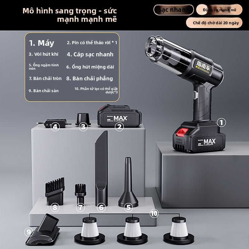 Xe máy hút bụi xe sạc không dây cho xe gia đình công suất hút lớn mạnh nhỏ cầm tay mini xe