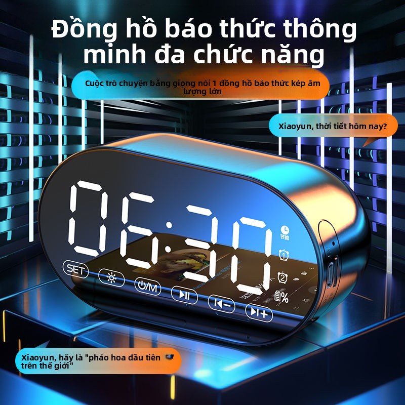 Đồng hồ báo thức AI loa Bluetooth sinh viên có thể sạc lại ký túc xá loa siêu trầm đa chức năng nhận