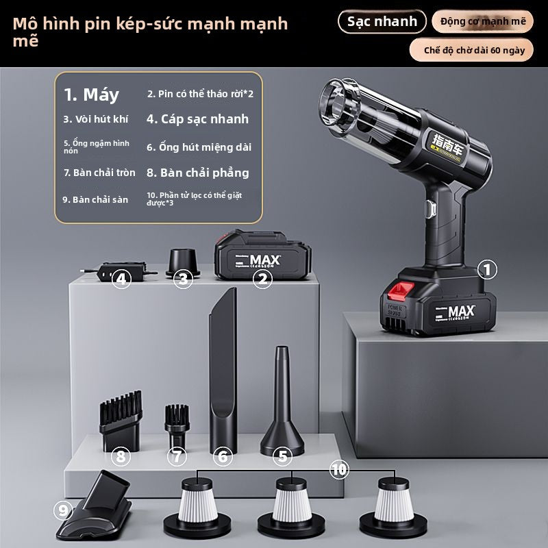 Xe máy hút bụi xe sạc không dây cho xe gia đình công suất hút lớn mạnh nhỏ cầm tay mini xe