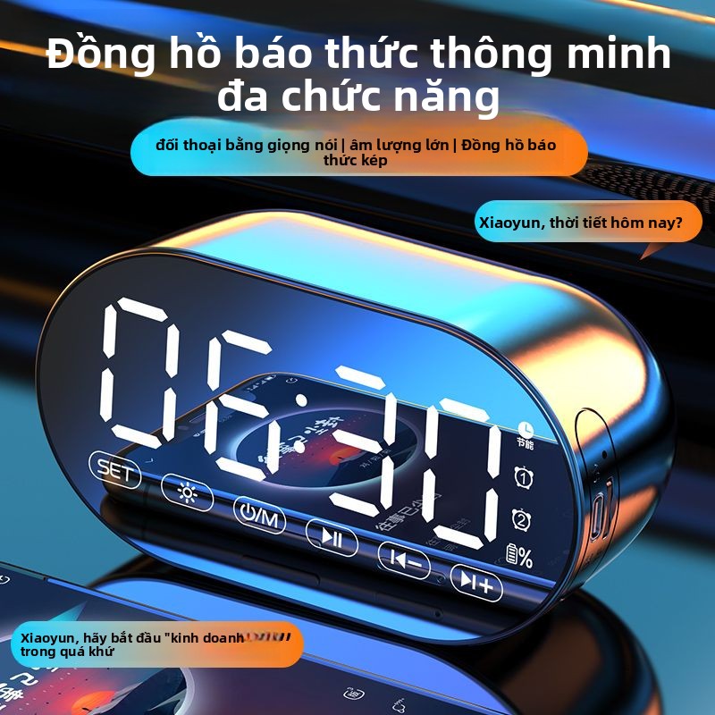 Đồng hồ báo thức AI loa Bluetooth sinh viên có thể sạc lại ký túc xá loa siêu trầm đa chức năng nhận
