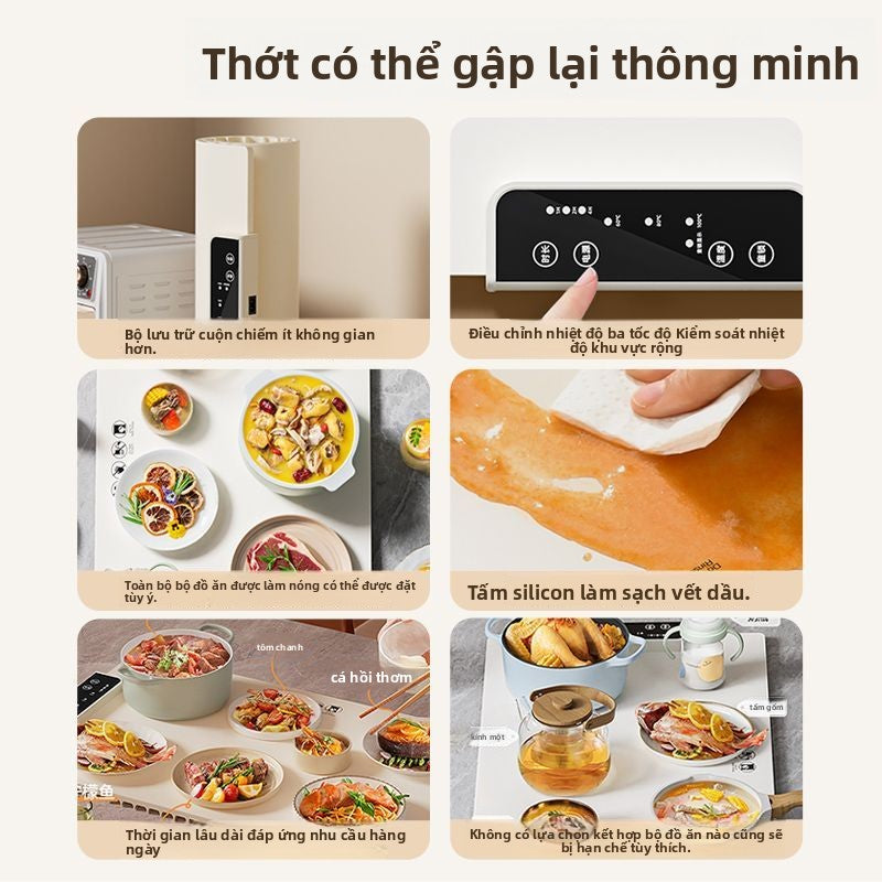 bàn ăn giữ nhiệt ấm thực phẩm đa chức năng bàn ăn nhiệt độ không đổi silicone sưởi ấm gấp giữ nh