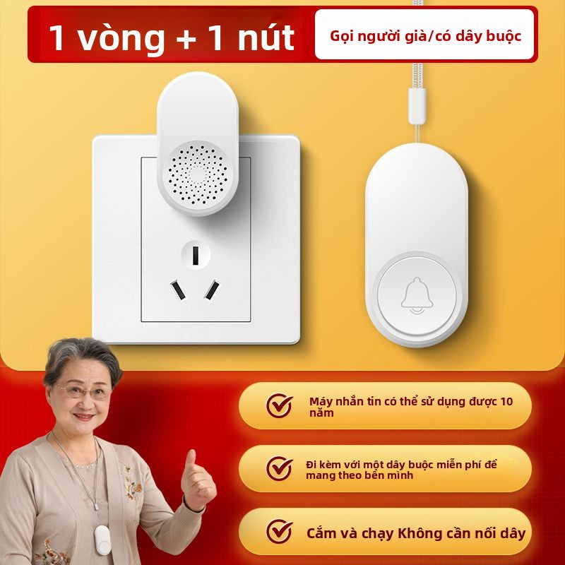 Chuông đeo cho người lớn tuổi không dây xa người già báo động đầu giường một cú nhấp chuột gọi đ