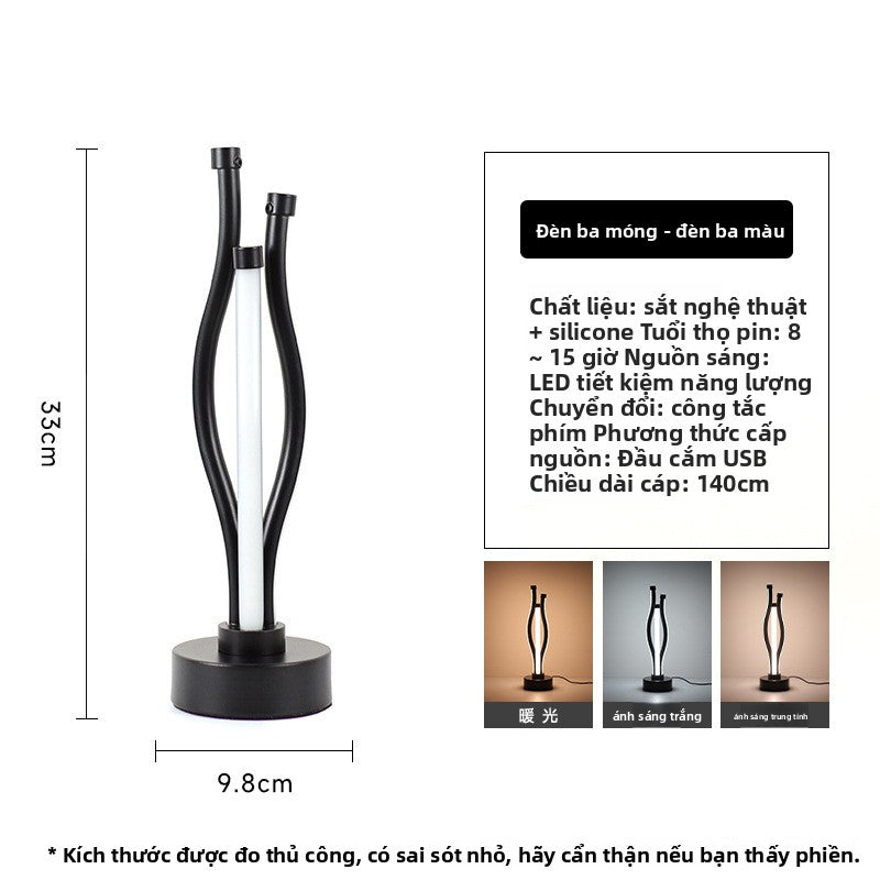 Đèn bàn Bắc Âu đèn đầu giường phòng ngủ đèn LED sáng tạo cá tính thanh không khí đèn ins gió giá trị