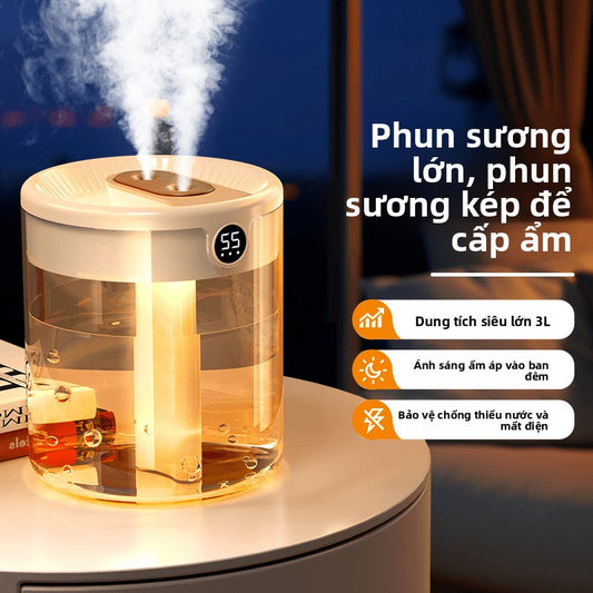 Máy tạo độ ẩm không khí Trang chủ Âm thanh nhẹ 2L Máy phun sương công suất lớn cho phụ nữ mang thai,
