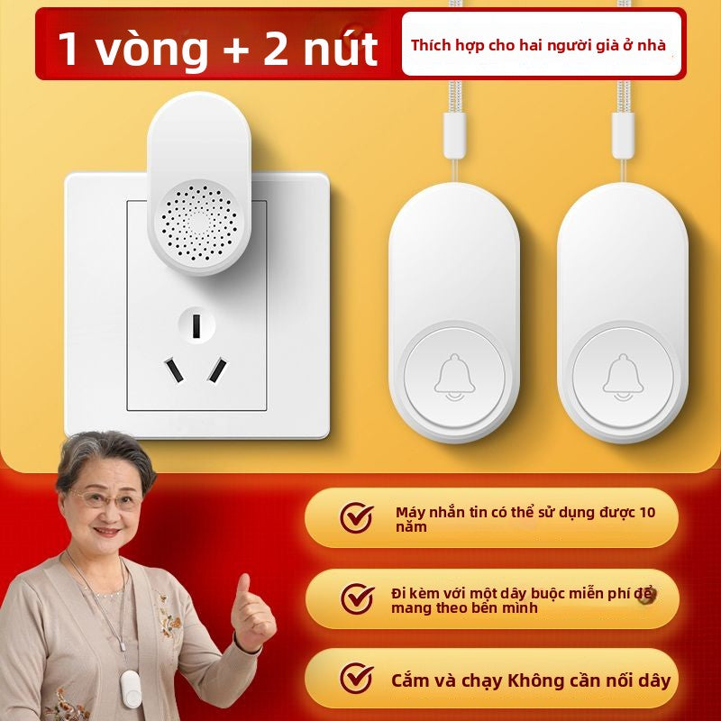 Chuông đeo cho người lớn tuổi không dây xa người già báo động đầu giường một cú nhấp chuột gọi đ