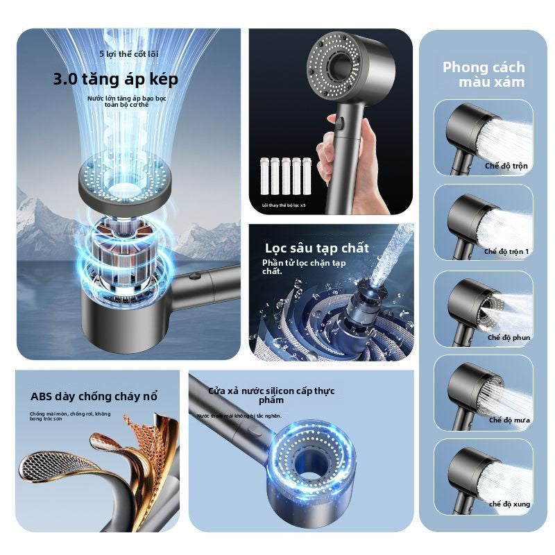 Vòi hoa sen tăng áp kèm với bộ lọc nước