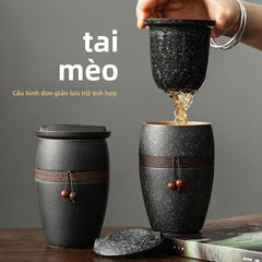Cốc gốm pha trà cốc gốm có nắp cốc trà sáng tạo lọc cá nhân văn phòng di động gia đì