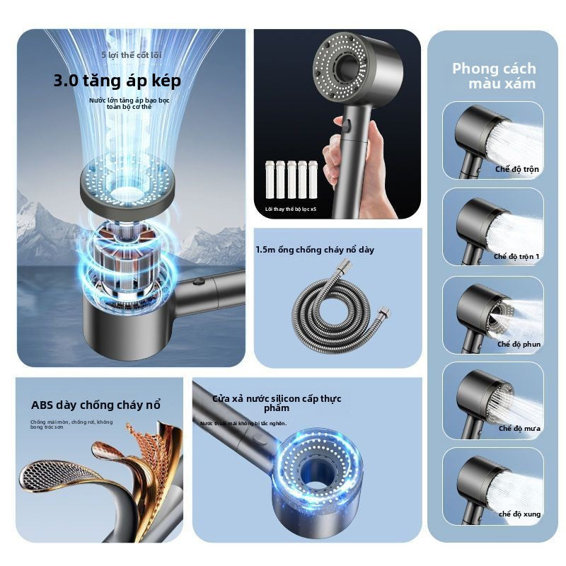 Vòi hoa sen tăng áp kèm với bộ lọc nước