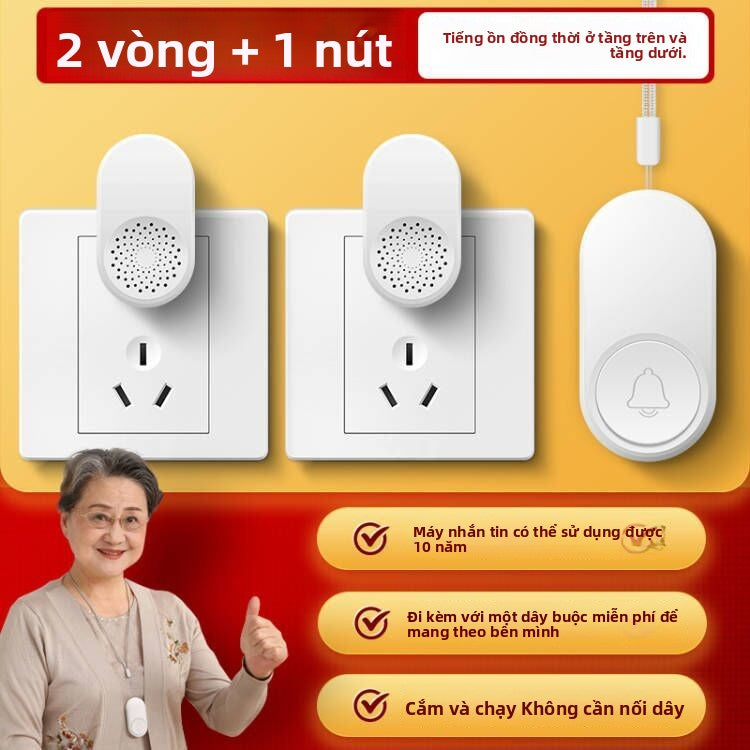Chuông đeo cho người lớn tuổi không dây xa người già báo động đầu giường một cú nhấp chuột gọi đ