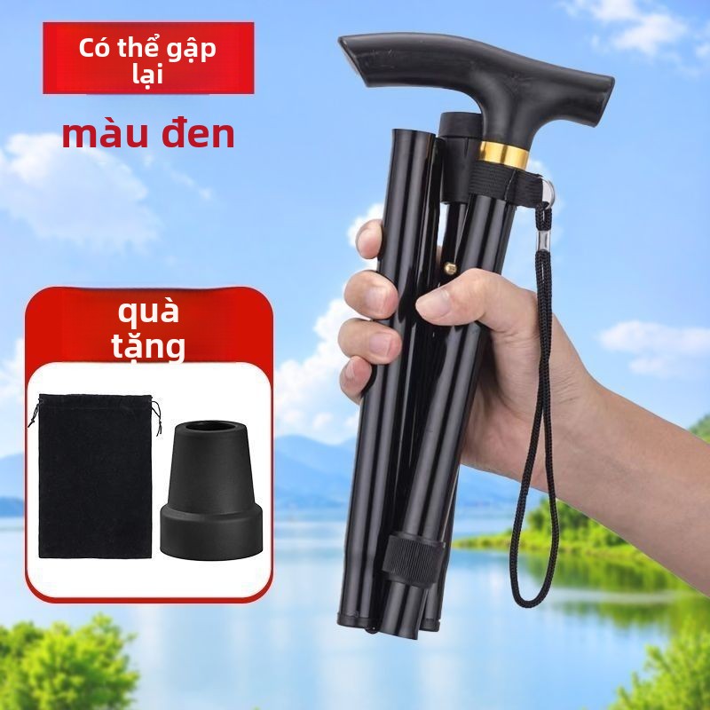 [Mẫu mới] Cây gậy leo núi có thể gập lại mang theo cây gậy leo núi ngoài trời của người già siêu nhẹ
