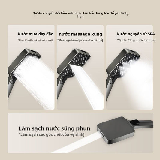 Đầu phun hoa tăng áp Mupu bảng điều khiển lớn vuông với súng phun đầu vòi hoa sen gia đình ký túc xá