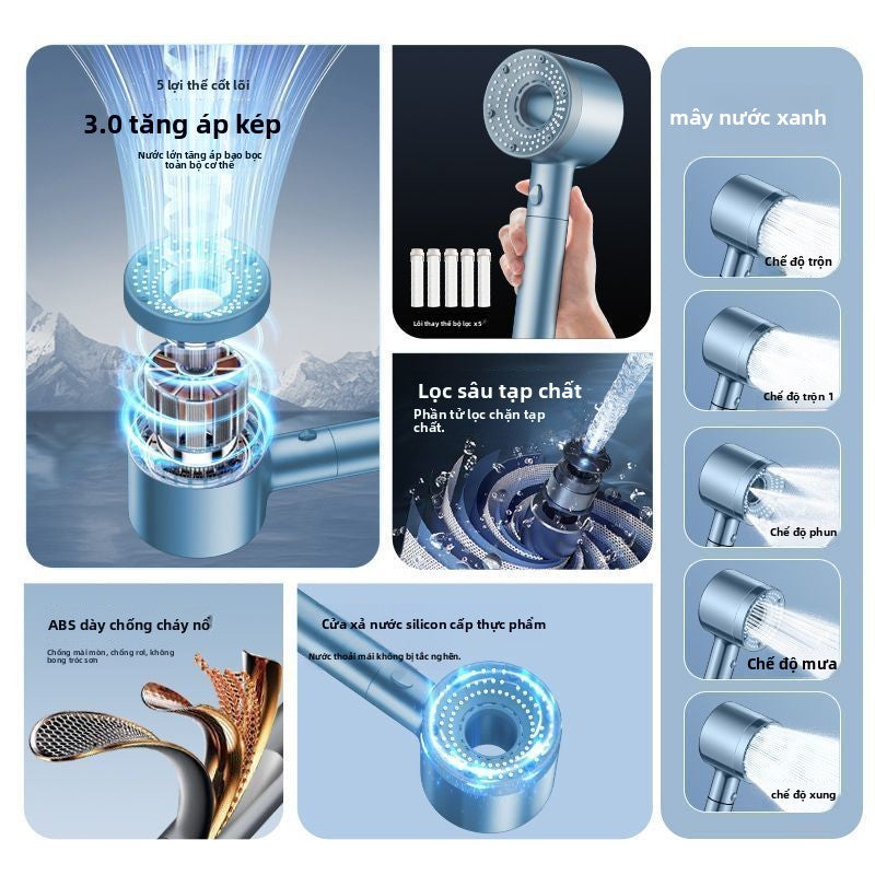 Vòi hoa sen tăng áp kèm với bộ lọc nước