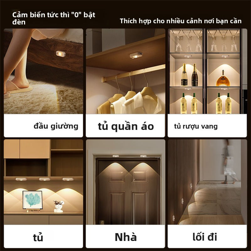 Rexie chiếu sáng led sạc cảm ứng đèn ngủ miễn phí đục lỗ độ bền lâu miễn phí dây dán tủ hành lang đè