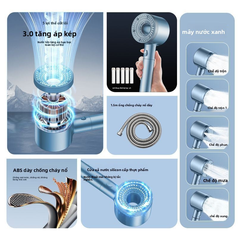 Vòi hoa sen tăng áp kèm với bộ lọc nước