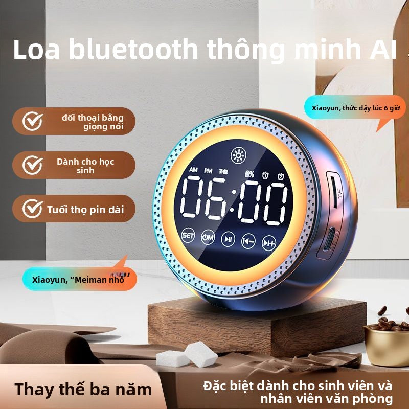 đồng hồ báo thức  kèm loa bluetooth Đa chức năng AI thông minh thoại đồng hồ báo thức loa bluetooth dành riêng cho sinh viên loa siêu tr