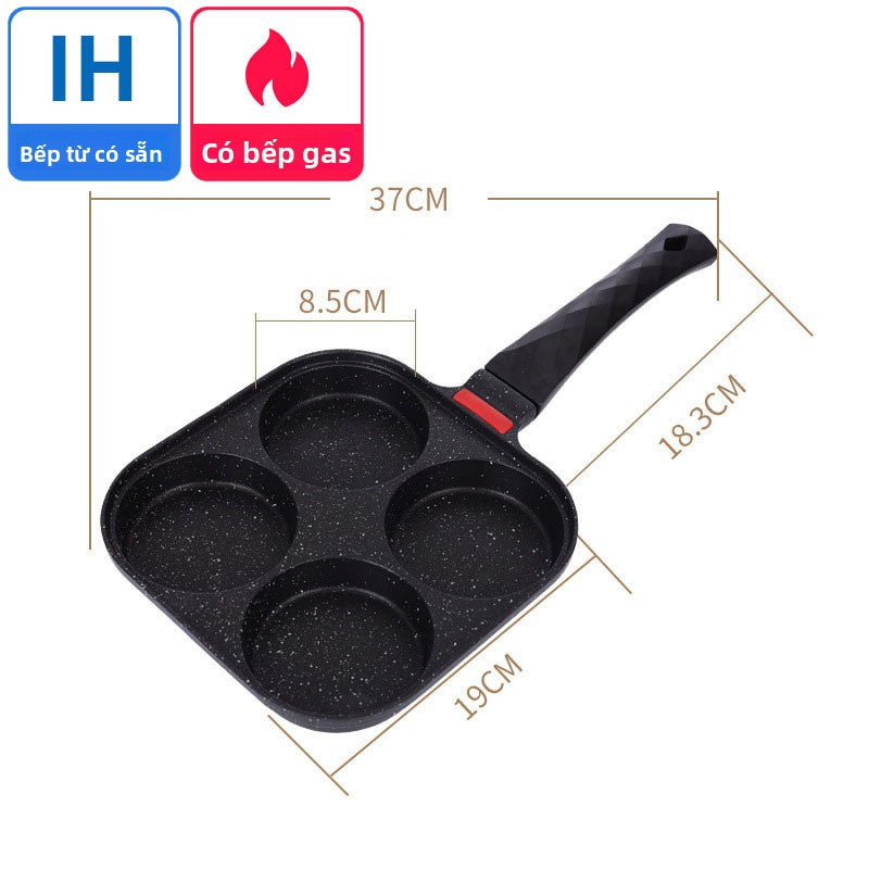 Chảo chiên bốn lỗ có nắp không dính nấu được bếp từ