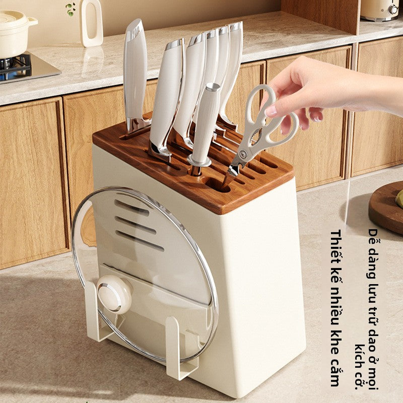 Kệ giá đỡ dao Mặt bàn nhà bếp đa chức năng dụng cụ gỗ rắn giá lưu trữ giá đỡ dao gia dụng giá đỡ chố