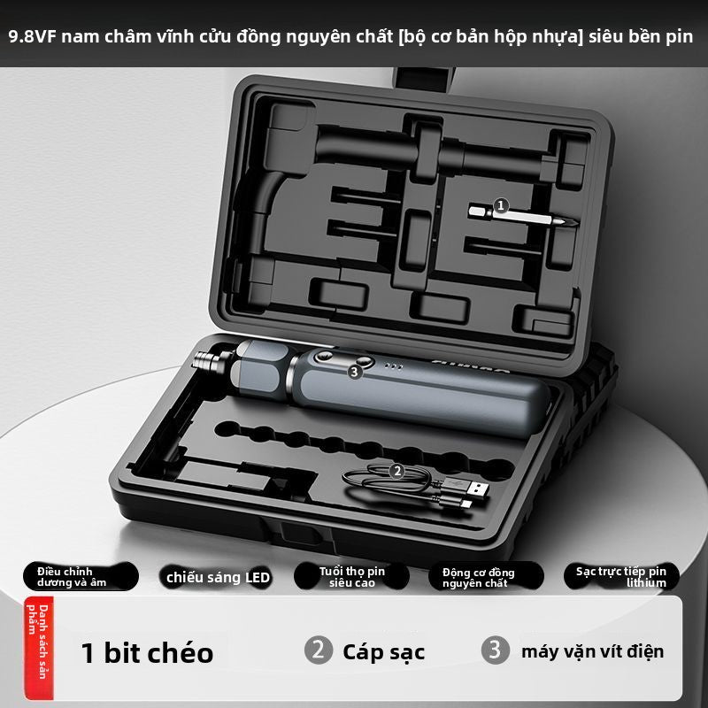 Máy tuốc nơ vít điện cao cấp đa chức năng gia đình Olead đầy đủ bộ pin lithium cao cấp tự tích hợp ố